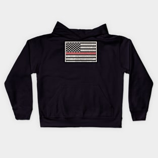 Grunge Thin Red Line Flag - Firefighter Gifts for Families Kids Hoodie